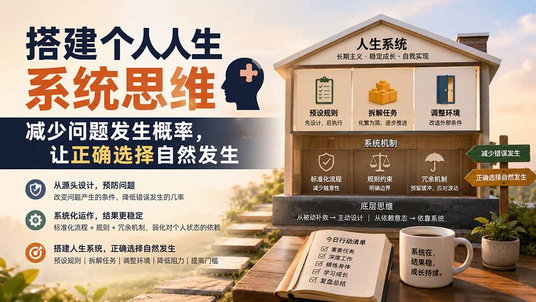 (19985期)付费文章:搭建个人人生系统思维:减少问题发生概率,让正确选择自然发生网创吧-网创项目资源站-副业项目-创业项目-搞钱项目网创吧