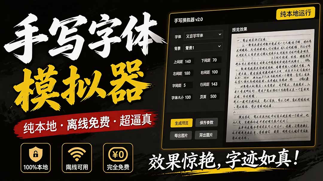 (19810期)罚抄神器!罚抄10万字都不在怕了,手写字体模拟生成器,附带新整理背景图和字体,纯本地离线运行网创吧-网创项目资源站-副业项目-创业项目-搞钱项目网创吧