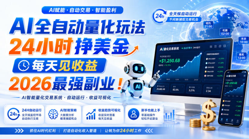 (19899期)AI量化全自动操作挣美金,矩阵可日入1000+,适合普通人的副业!网创吧-网创项目资源站-副业项目-创业项目-搞钱项目网创吧