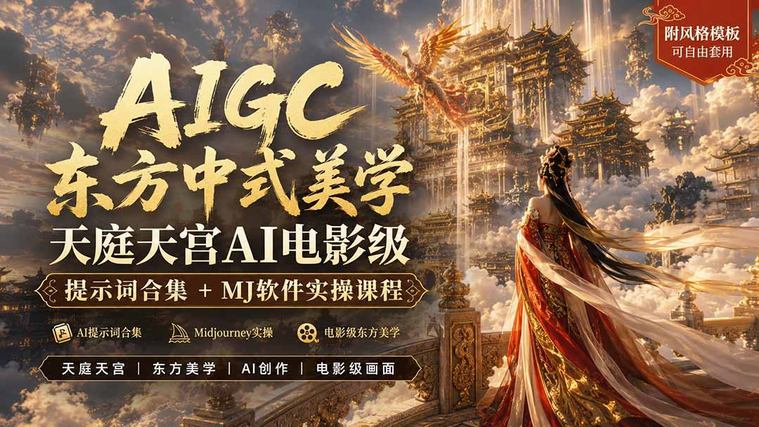 （19998期）AIGC东方中式美学天庭天宫AI电影级提示词合集+MJ软件实操课程网创吧-网创项目资源站-副业项目-创业项目-搞钱项目网创吧