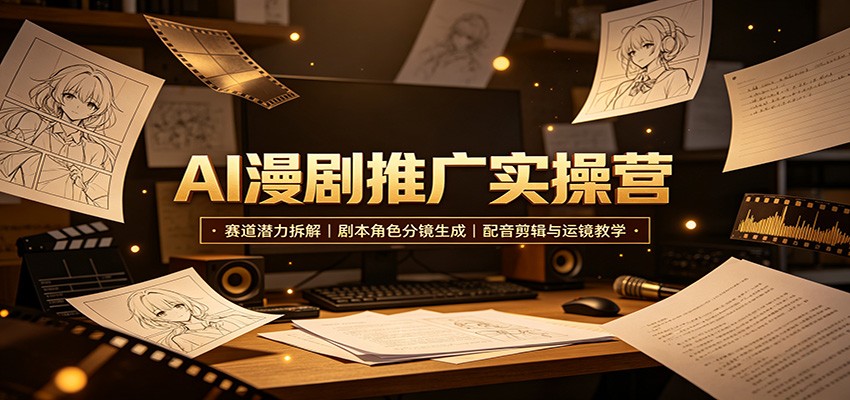 AI漫剧推广实操营:赛道潜力拆解,剧本角色分镜生成,配音剪辑与运镜教学网创吧-网创项目资源站-副业项目-创业项目-搞钱项目网创吧