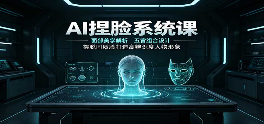AI捏脸系统课：面部美学解析，五官组合设计，摆脱同质脸打造高辨识度人物形象网创吧-网创项目资源站-副业项目-创业项目-搞钱项目网创吧