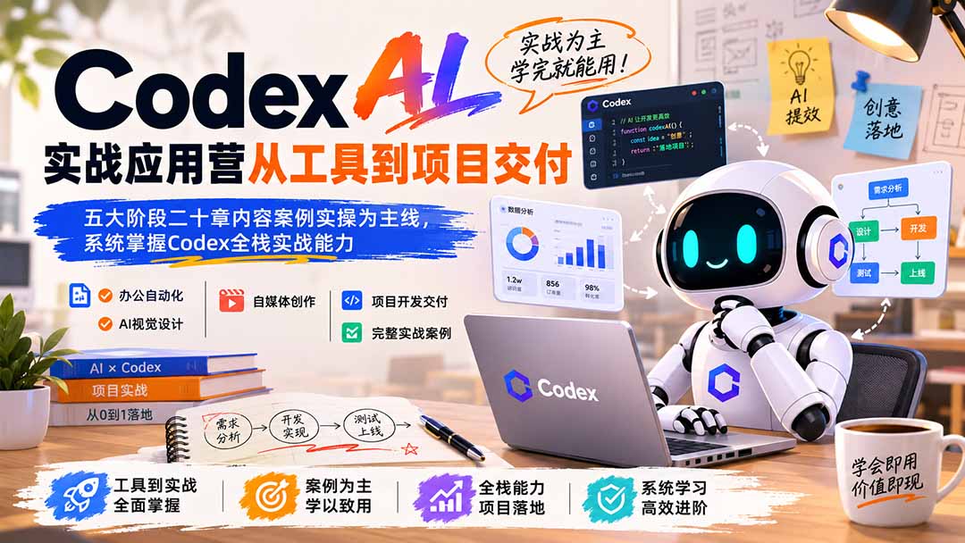(19854期)Codex AI实战应用营从工具到项目交付;五大阶段二十章内容案例实操为主线,系统掌握Codex全栈实战能力网创吧-网创项目资源站-副业项目-创业项目-搞钱项目网创吧
