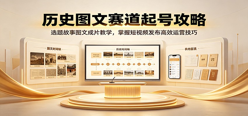 历史图文赛道起号攻略：选题故事图文成片教学，掌握短视频发布高效运营技巧网创吧-网创项目资源站-副业项目-创业项目-搞钱项目网创吧