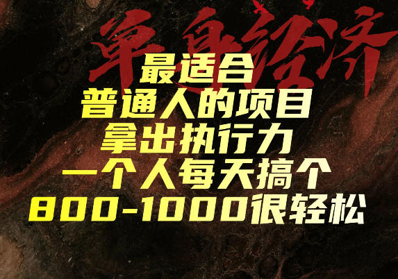 最适合普通人的项目，拿出执行力一个人每天搞个800-1k很轻松【揭秘】网创吧-网创项目资源站-副业项目-创业项目-搞钱项目网创吧