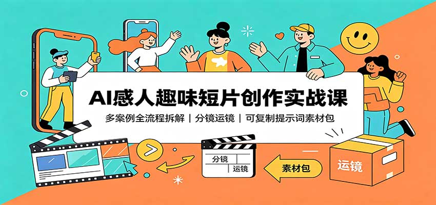 AI感人趣味短片创作实战课：多案例全流程拆解，分镜运镜，可复制提示词素材包网创吧-网创项目资源站-副业项目-创业项目-搞钱项目网创吧