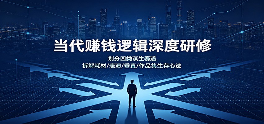当代赚钱逻辑深度研修：划分四类谋生赛道，拆解耗材/表演/垂直/作品集生存心法网创吧-网创项目资源站-副业项目-创业项目-搞钱项目网创吧