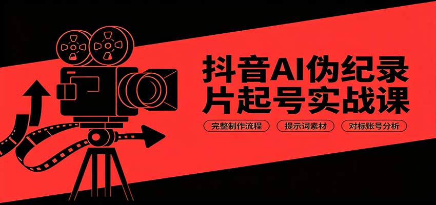 抖音AI伪纪录片起号实战课:完整制作流程,提示词素材,对标账号分析网创吧-网创项目资源站-副业项目-创业项目-搞钱项目网创吧