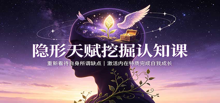 隐形天赋挖掘认知课:重新看待自身所谓缺点,激活内在特质完成自我成长网创吧-网创项目资源站-副业项目-创业项目-搞钱项目网创吧