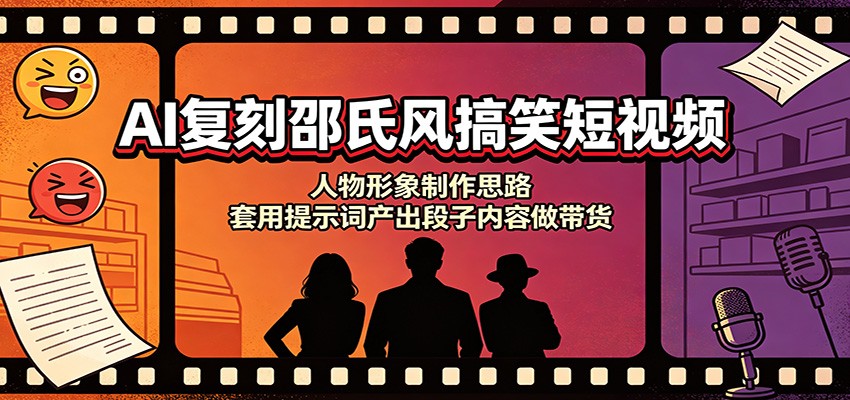 AI复刻邵氏风搞笑短视频:人物形象制作思路,套用提示词产出段子内容做带货网创吧-网创项目资源站-副业项目-创业项目-搞钱项目网创吧