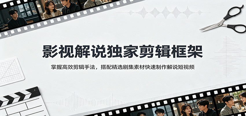 影视解说独家剪辑框架：掌握高效剪辑手法，搭配精选剧集素材快速制作解说短视频网创吧-网创项目资源站-副业项目-创业项目-搞钱项目网创吧