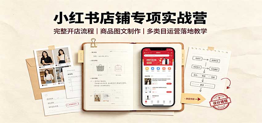 小红书店铺专项实战营:完整开店流程,商品图文制作,多类目运营落地教学网创吧-网创项目资源站-副业项目-创业项目-搞钱项目网创吧