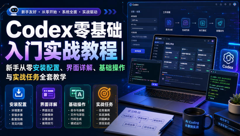 Codex零基础入门实战教程|新手从零安装配置、界面详解、基础操作与实战任务全套教学网创吧-网创项目资源站-副业项目-创业项目-搞钱项目网创吧