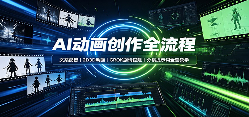 AI动画创作全流程:文案配音,2D3D动画,GROK剧情搭建,分镜提示词全套教学网创吧-网创项目资源站-副业项目-创业项目-搞钱项目网创吧