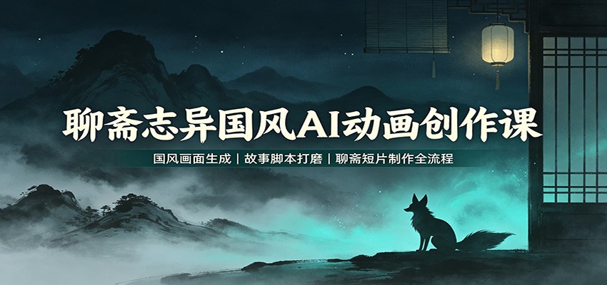 聊斋志异国风AI动画创作课:国风画面生成,故事脚本打磨,聊斋短片制作全流程网创吧-网创项目资源站-副业项目-创业项目-搞钱项目网创吧