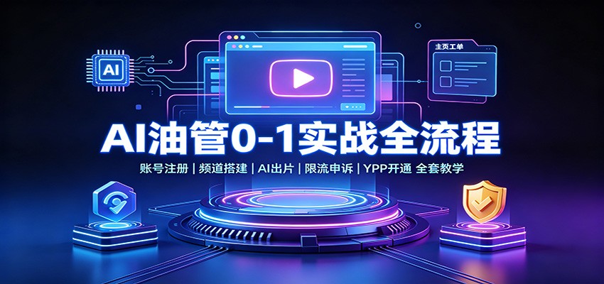 AI油管0-1实战:账号注册频道搭建,AI出片,限流申诉,YPP开通全套教学网创吧-网创项目资源站-副业项目-创业项目-搞钱项目网创吧