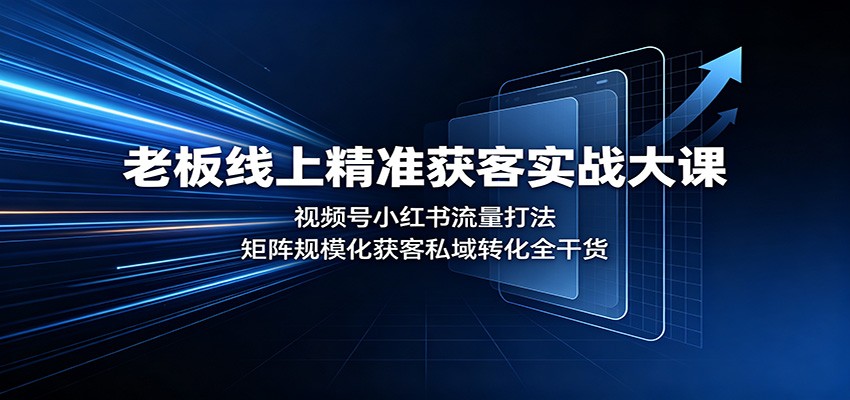 老板线上精准获客实战大课:视频号小红书流量打法,矩阵规模化获客私域转化全干货网创吧-网创项目资源站-副业项目-创业项目-搞钱项目网创吧