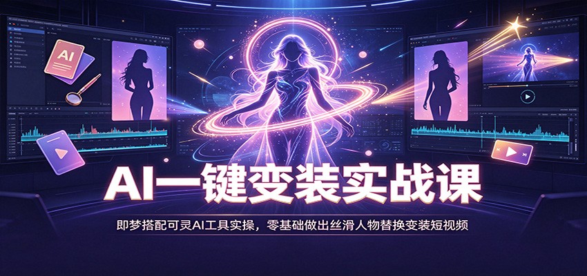 AI一键变装实战课:即梦搭配可灵AI工具实操,零基础做出丝滑人物替换变装短视频网创吧-网创项目资源站-副业项目-创业项目-搞钱项目网创吧