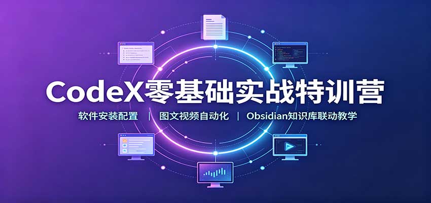 CodeX零基础实战特训营：软件安装配置，图文视频自动化，Obsidian知识库联动教学网创吧-网创项目资源站-副业项目-创业项目-搞钱项目网创吧
