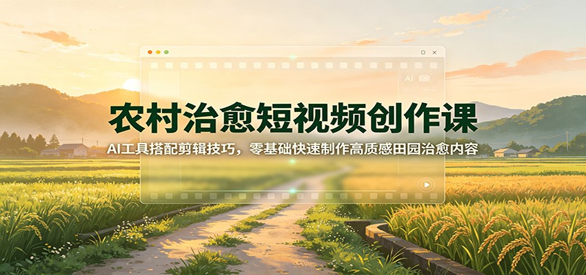 农村治愈短视频创作课:AI工具搭配剪辑技巧,零基础快速制作高质感田园治愈内容网创吧-网创项目资源站-副业项目-创业项目-搞钱项目网创吧