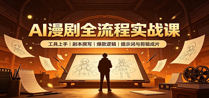 AI漫剧全流程实战课:工具上手、剧本撰写、爆款逻辑、提示词与剪辑成片网创吧-网创项目资源站-副业项目-创业项目-搞钱项目网创吧