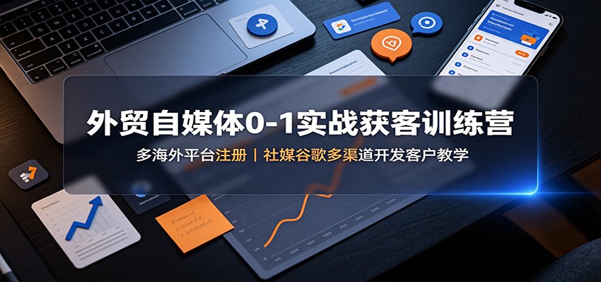 外贸自媒体0-1实战获客训练营：多海外平台注册，社媒谷歌多渠道开发客户教学网创吧-网创项目资源站-副业项目-创业项目-搞钱项目网创吧