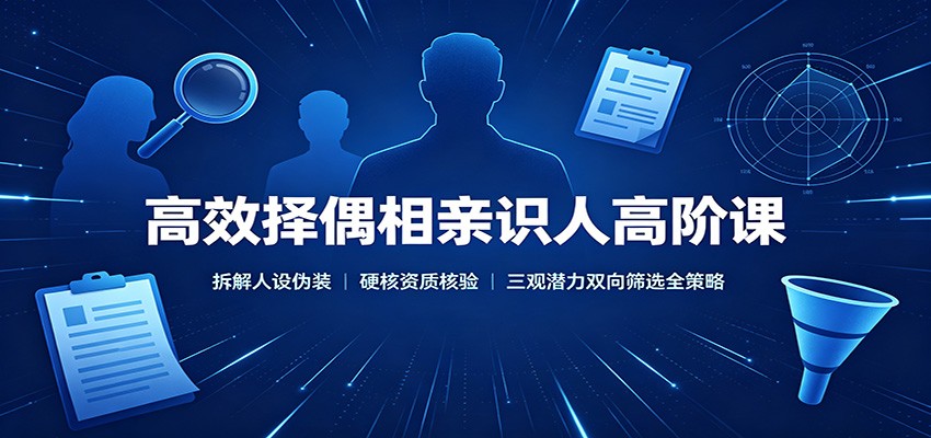 高效择偶相亲识人高阶课:拆解人设伪装,硬核资质核验,三观潜力双向筛选全策略网创吧-网创项目资源站-副业项目-创业项目-搞钱项目网创吧