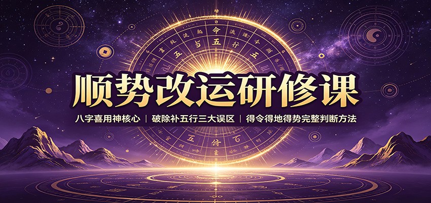 顺势改运研修课:八字喜用神核心,破除补五行三大误区,得令得地得势完整判断方法网创吧-网创项目资源站-副业项目-创业项目-搞钱项目网创吧