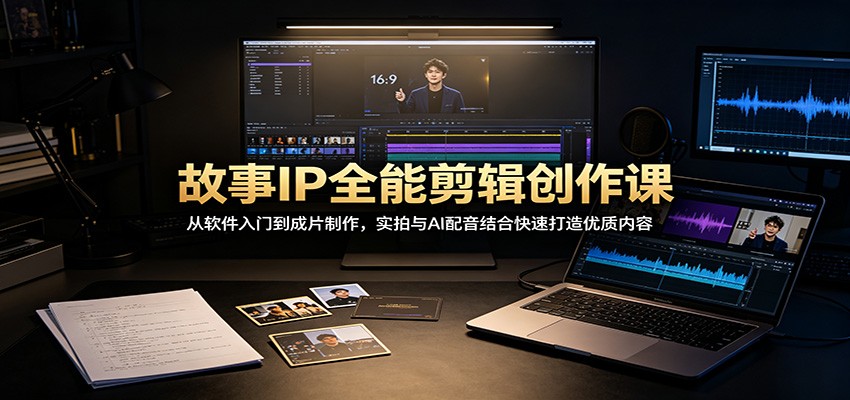 故事IP全能剪辑创作课：从软件入门到成片制作，实拍与AI配音结合快速打造优质内容网创吧-网创项目资源站-副业项目-创业项目-搞钱项目网创吧