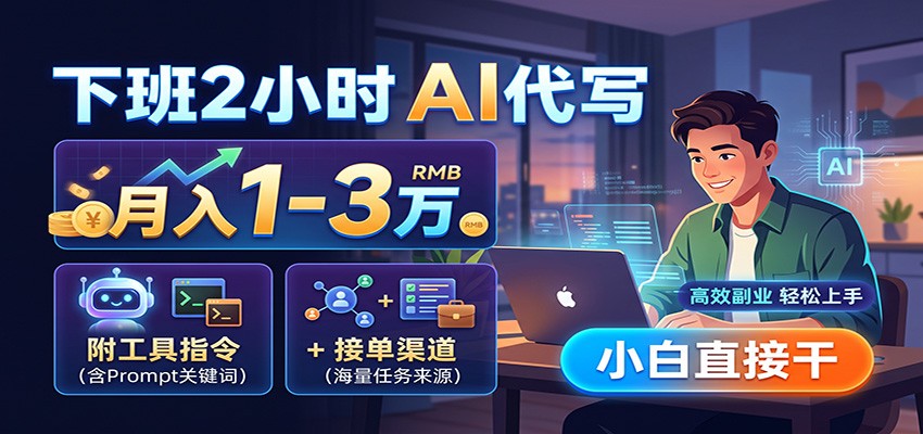 下班2小时AI代写，月入1-3万，附工具指令+接单渠道，小白直接干网创吧-网创项目资源站-副业项目-创业项目-搞钱项目网创吧