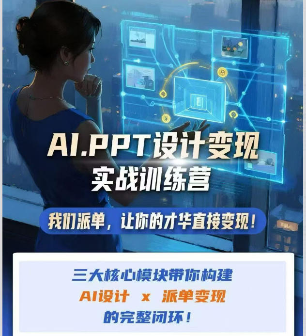 AI+PPT设计变现实战训练营,我们派单,让你的才华直接变现,三大核心模块带你构建Al设计x派单变现的完整闭环网创吧-网创项目资源站-副业项目-创业项目-搞钱项目网创吧