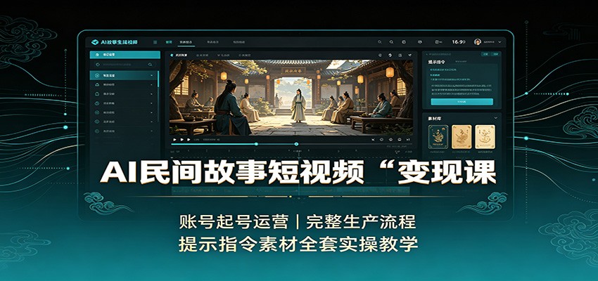 AI民间故事短视频变现课：账号起号运营，完整生产流程，提示指令素材全套实操教学网创吧-网创项目资源站-副业项目-创业项目-搞钱项目网创吧
