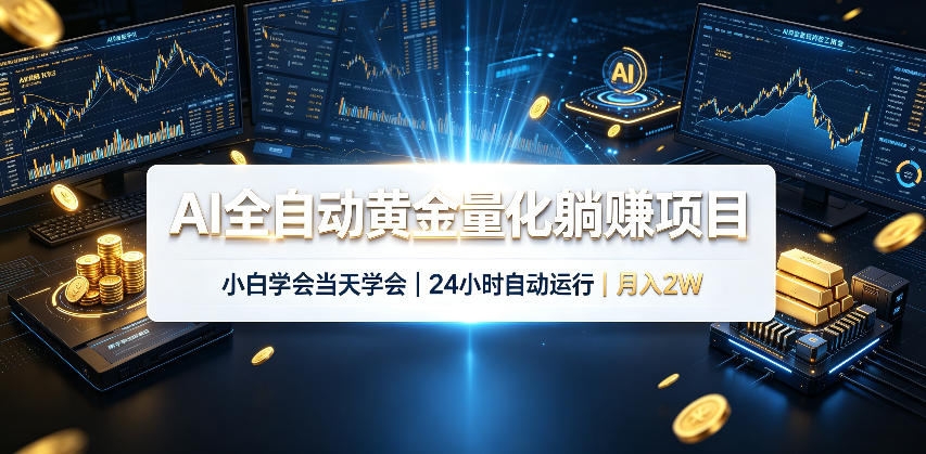 AI全自动黄金量化躺賺项目，24小时自动运行，月入2W！网创吧-网创项目资源站-副业项目-创业项目-搞钱项目网创吧