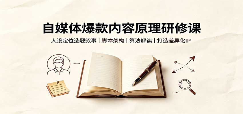 自媒体爆款内容原理研修课：人设定位选题叙事，脚本架构，算法解读打造差异化IP网创吧-网创项目资源站-副业项目-创业项目-搞钱项目网创吧