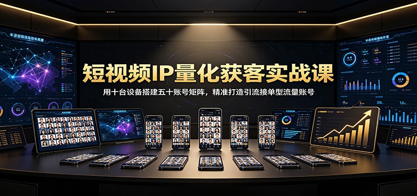 短视频IP量化获客实战课：用十台设备搭建五十账号矩阵，精准打造引流接单型流量账号网创吧-网创项目资源站-副业项目-创业项目-搞钱项目网创吧