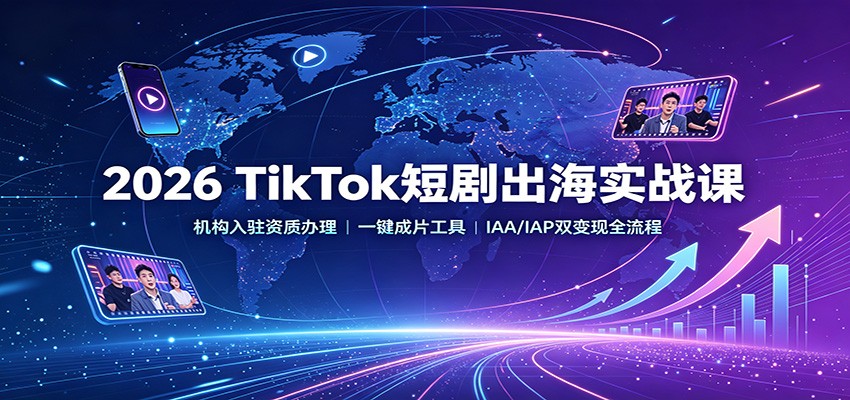 2026 TikTok短剧出海实战课:机构入驻资质办理,一键成片工具,IAA/IAP双变现全流程网创吧-网创项目资源站-副业项目-创业项目-搞钱项目网创吧